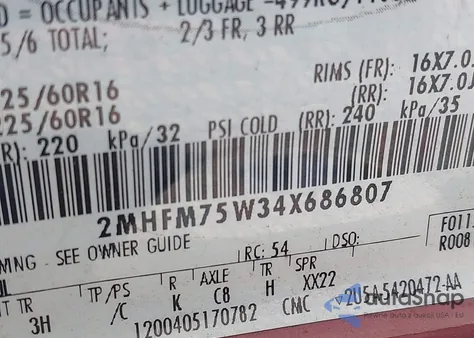 2004 Mercury Grand Marquis Ls from USA, damaged, VIN 2MHFM75W34X686807